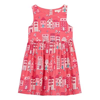 Girls' pink house print dress